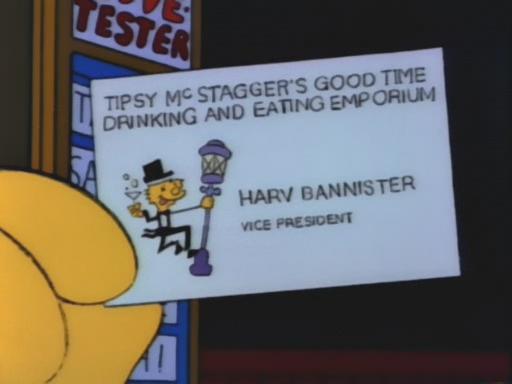 Harv Bannister Business Card (The Simpsons) Harv Bannister Business Card (The Simpsons)