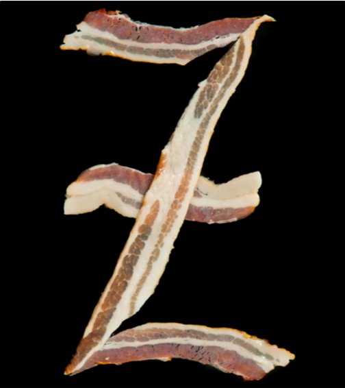 bacon_font_z letter z made from bacon