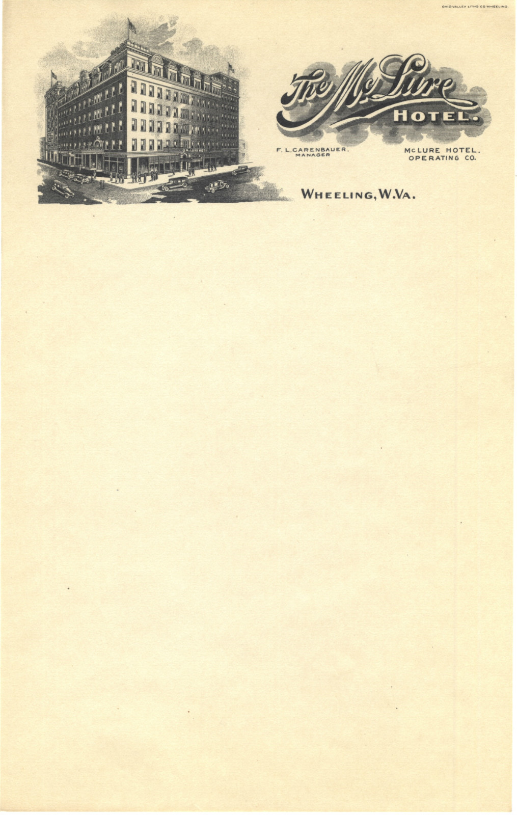 McLure Hotel vintage letterhead