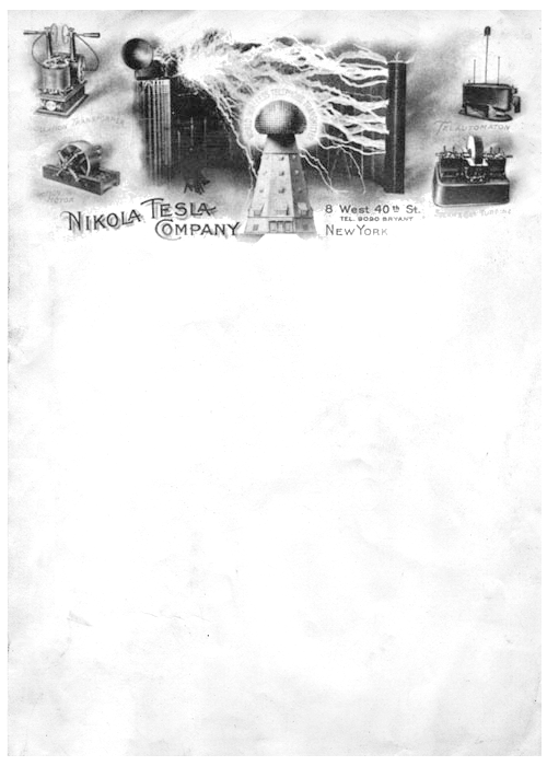 Nikola Tesla antique letterhead
