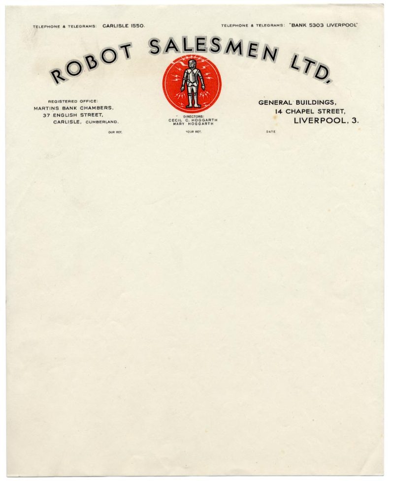 Robot Salesmen, Ltd vintage letterhead