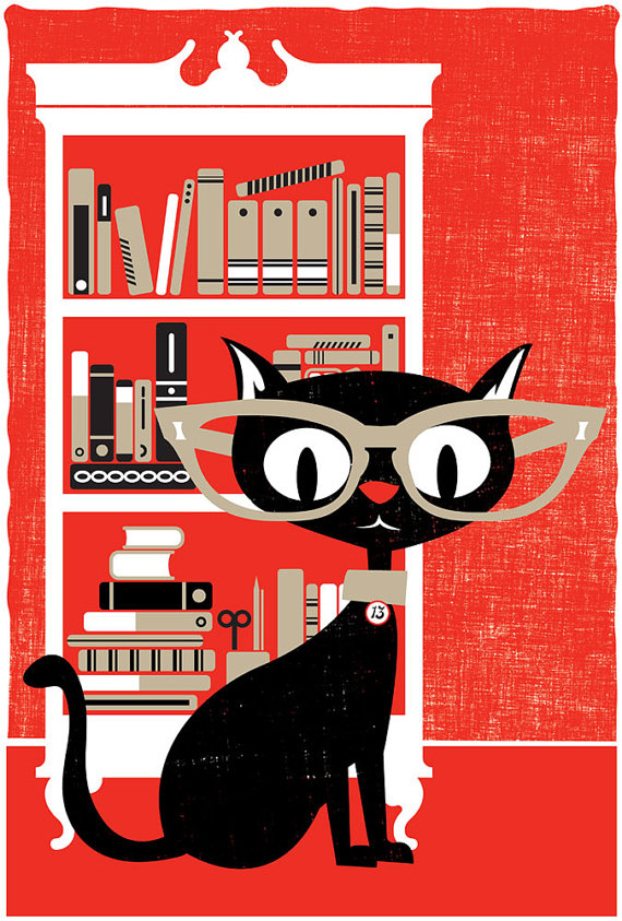 Black Cat Screenprint Poster by StrawberryLuna on Etsy Black Cat Screenprint Poster by StrawberryLuna on Etsy