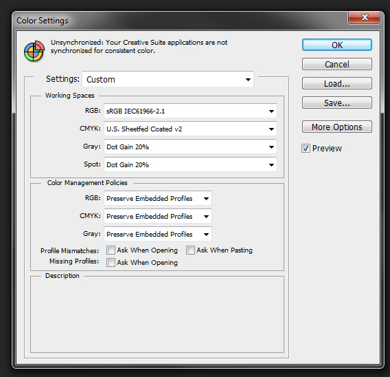 pre flight color mode setting pre_flight_setting
