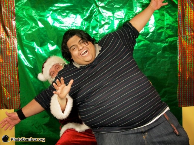 santa gets photobombed
