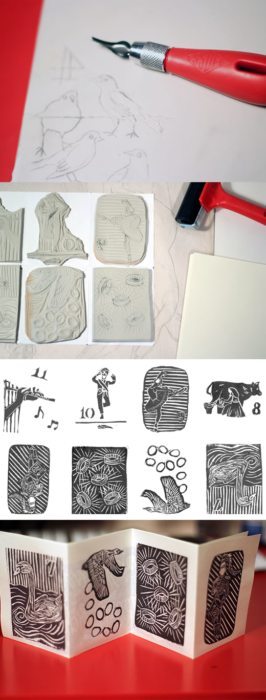 etched christmas cards