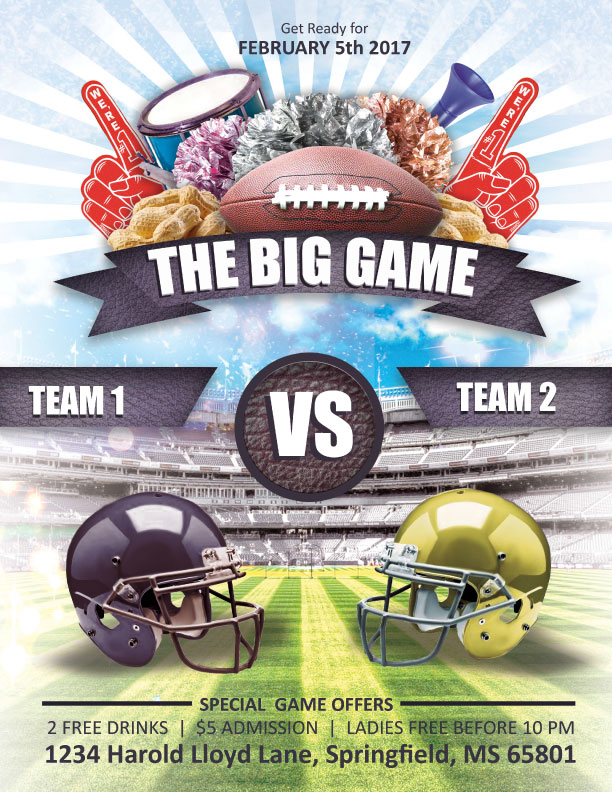 Football flyer templates for the big game