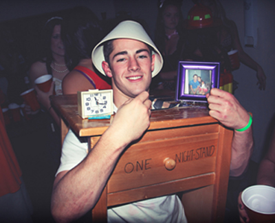 Use the pun one night stand for a punny costume. one night stand funny halloween costume