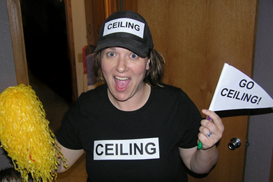 Print "Go Ceiling!" on flags for a cheap halloween costume. funny halloween costumes