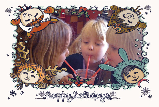 hand drawn christmas photo template