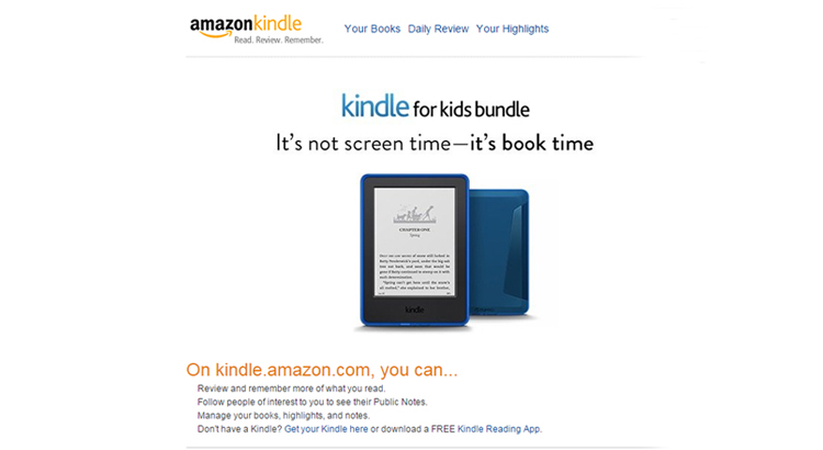 screenshot kindle website