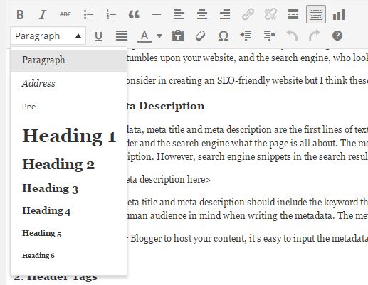 SEO options for header tags in WordPress seo2