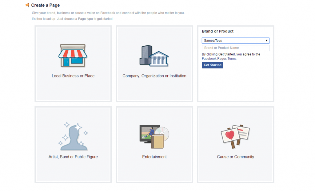 Facebook create page