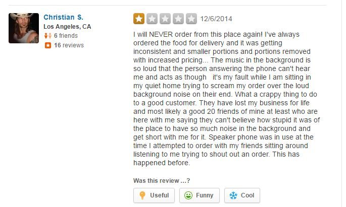 Deal with negative reviews in a calm and professional manner. Negative reviews on yelp