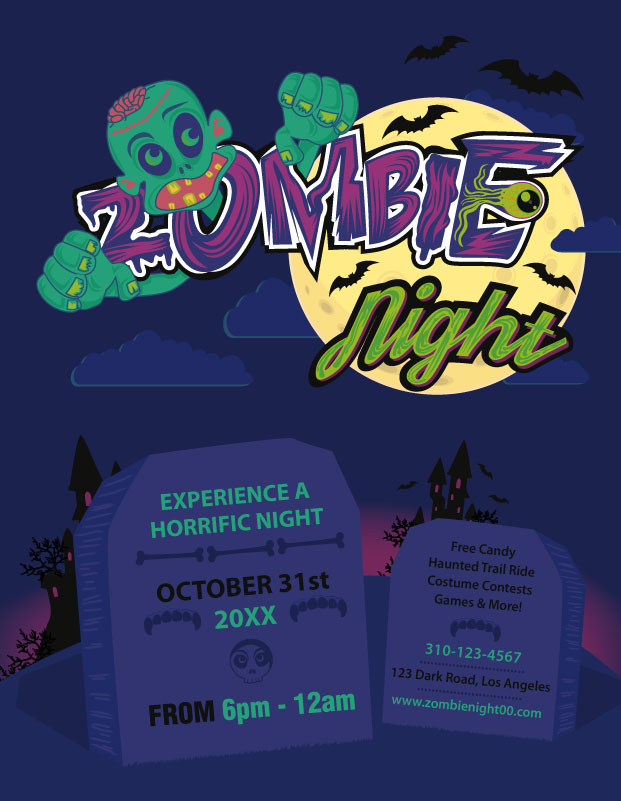 halloween zombie flyer template
