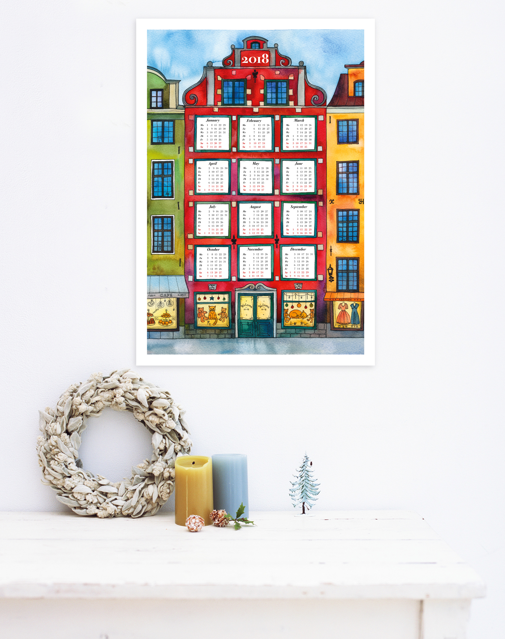 Wall Calendar «Red House» by Olga Begak