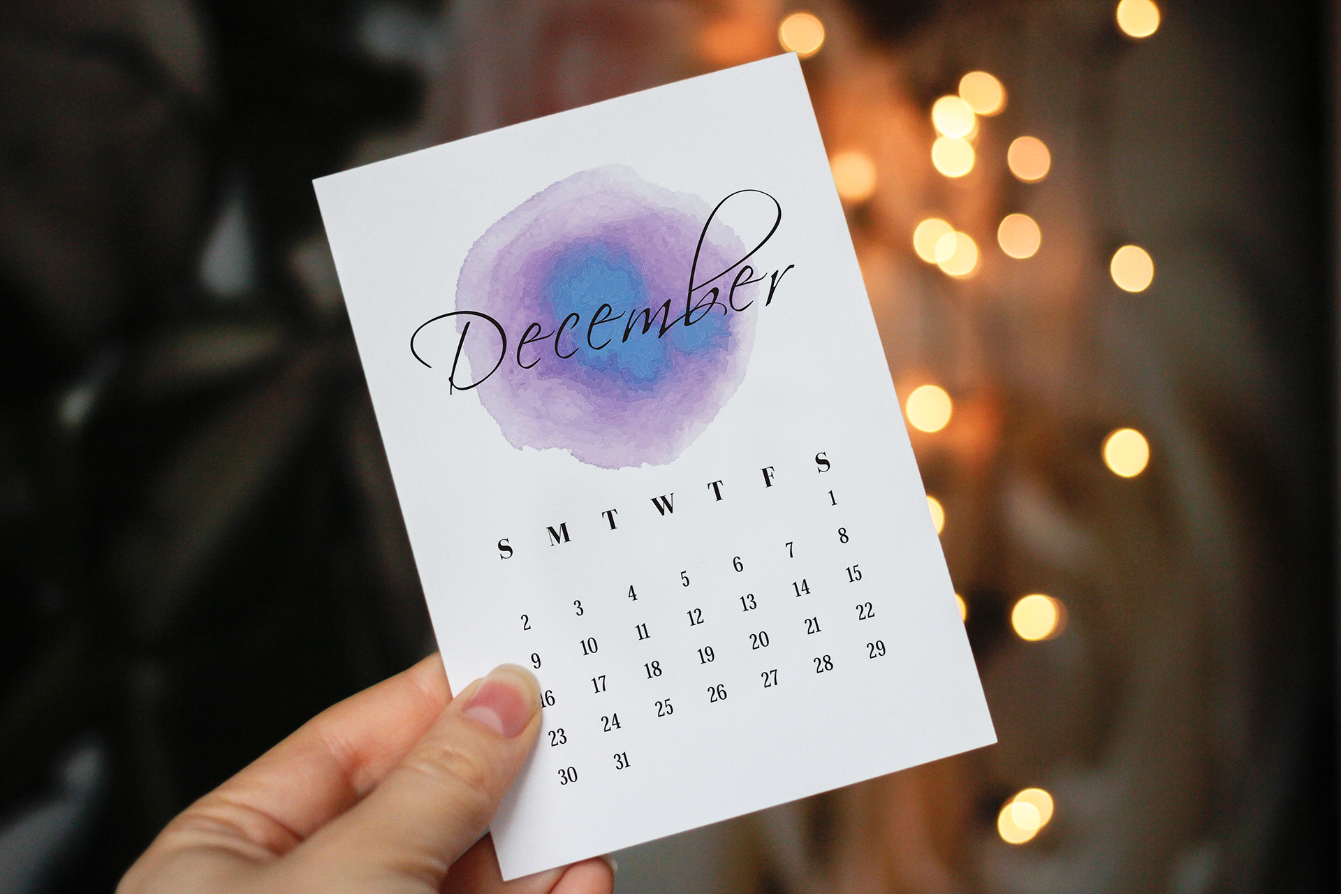 Watercolor printable A6 calendar 2018 by Mary Revina