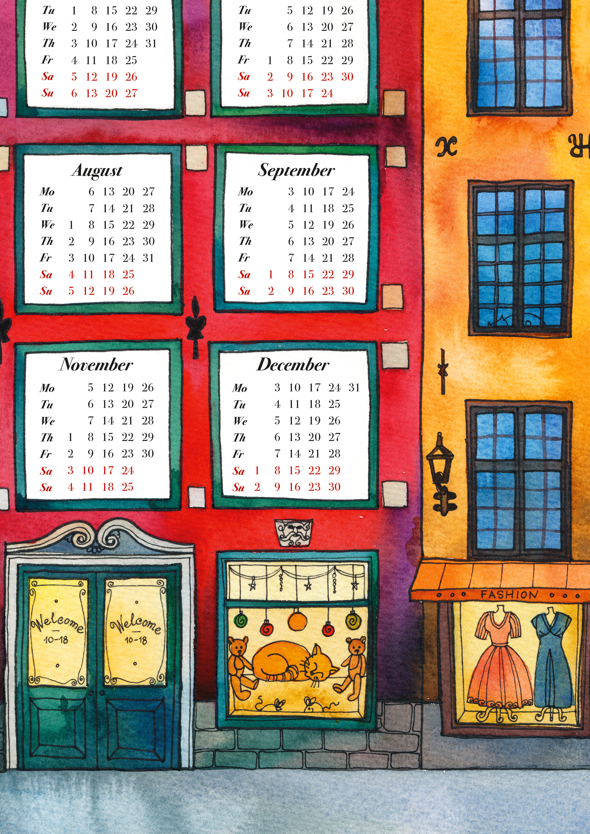 Wall Calendar «Red House» by Olga Begak
