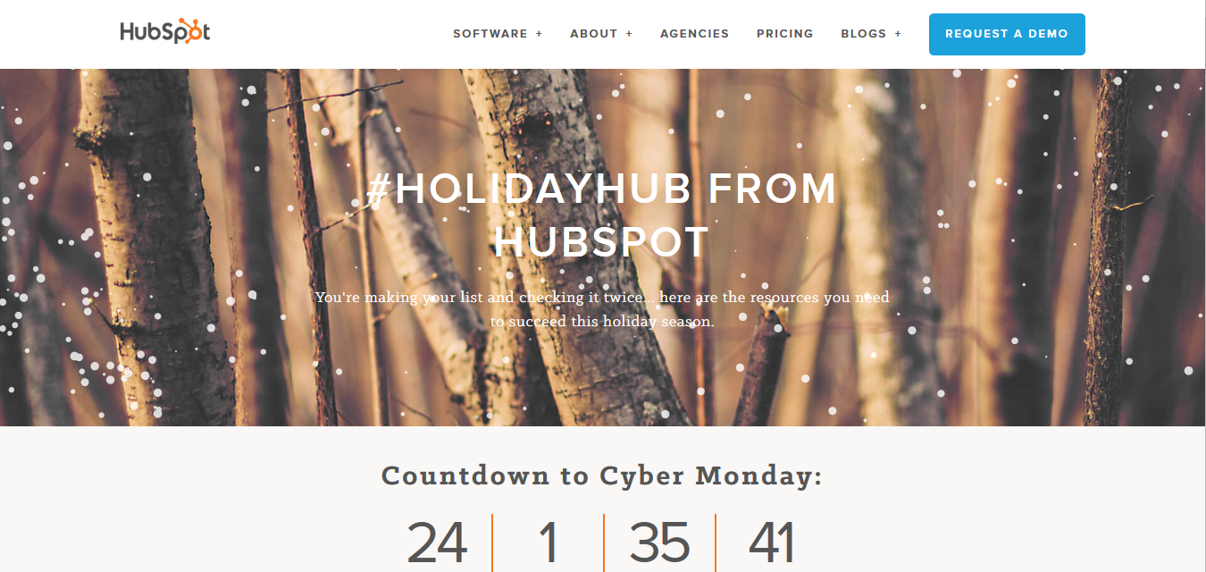hubspot holiday themed webpage