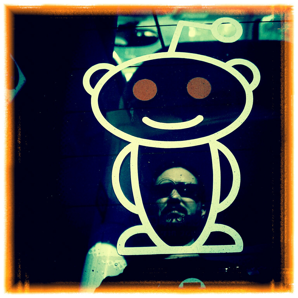 Reddit used stickers to increase their site's word of mouth One of the early Reddit stickers posted by Star Trek alum Wil Wheaton.