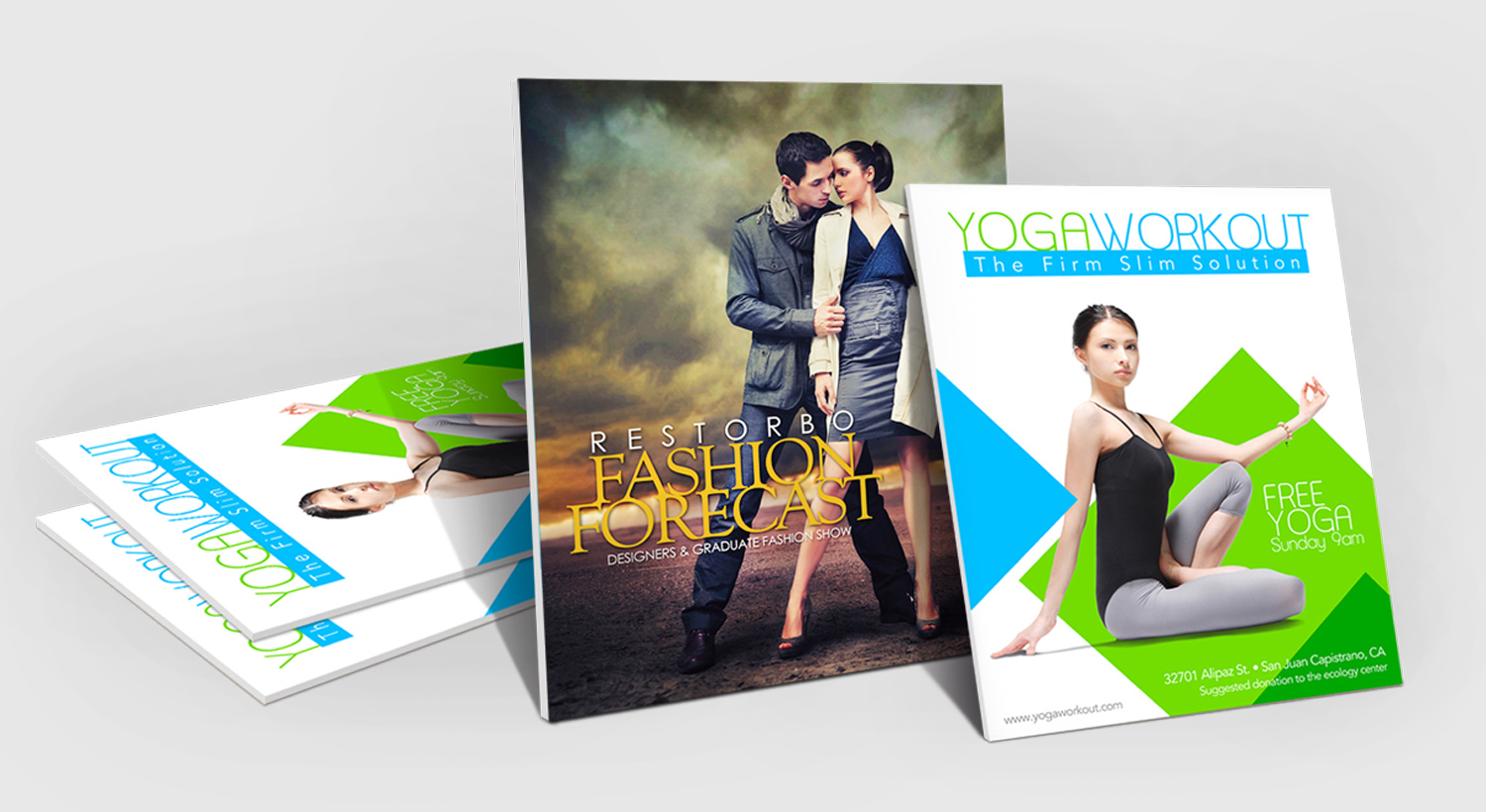 Promote exciting events with posters Fashion and yoga event posters