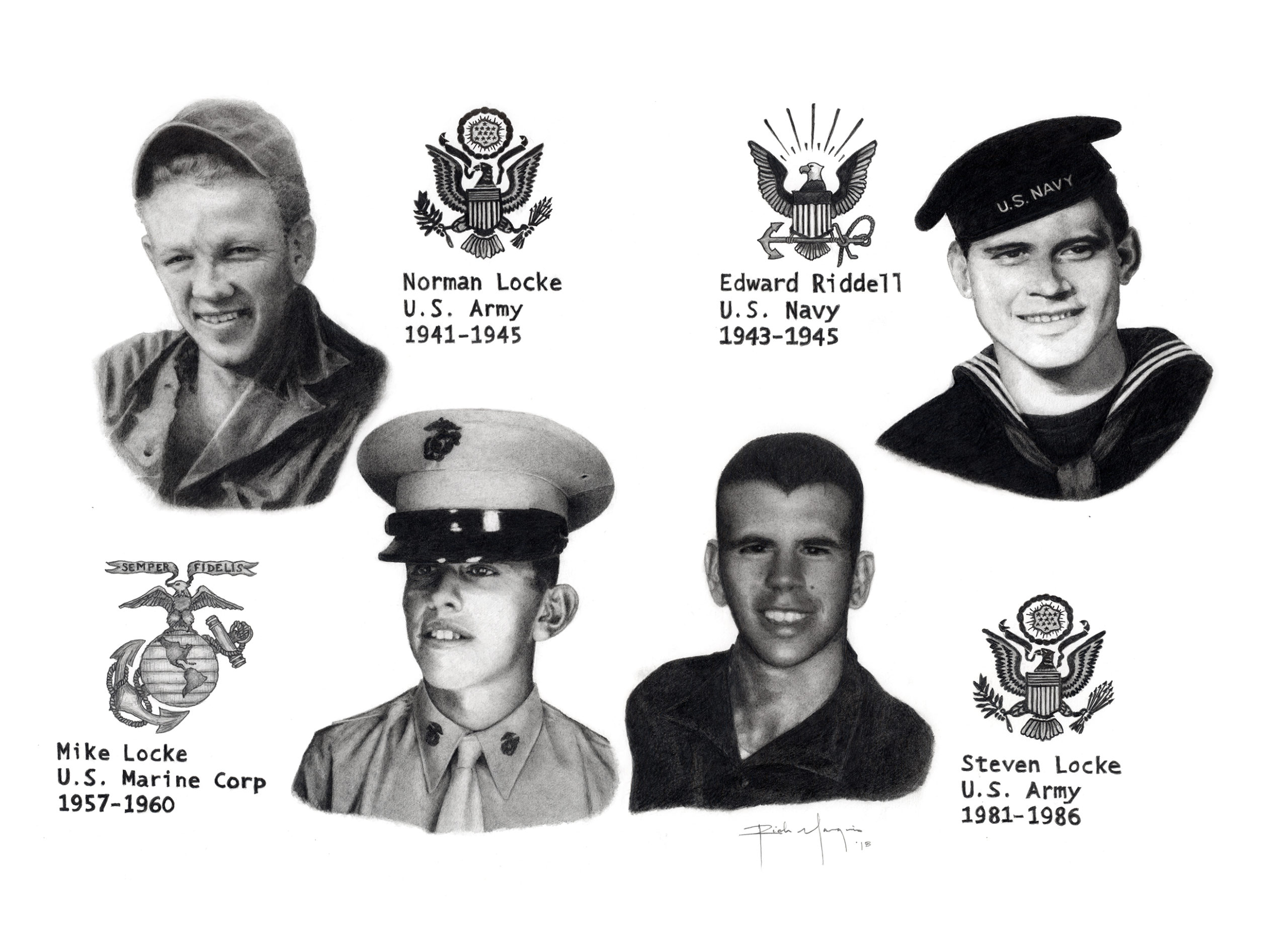 US Army portraits pencil drawings by Rich Marquis 