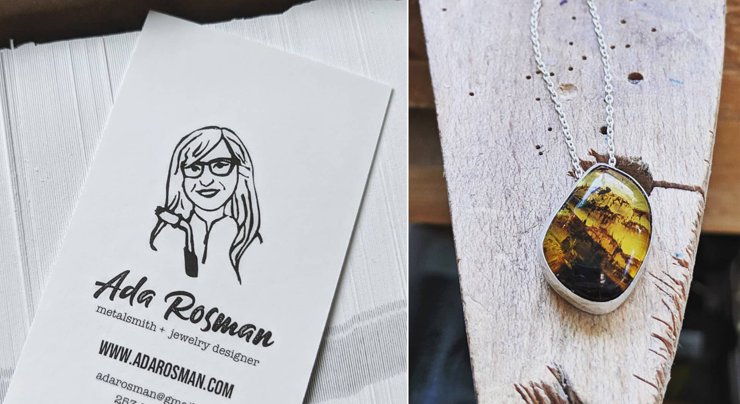 White business card with girl drawing