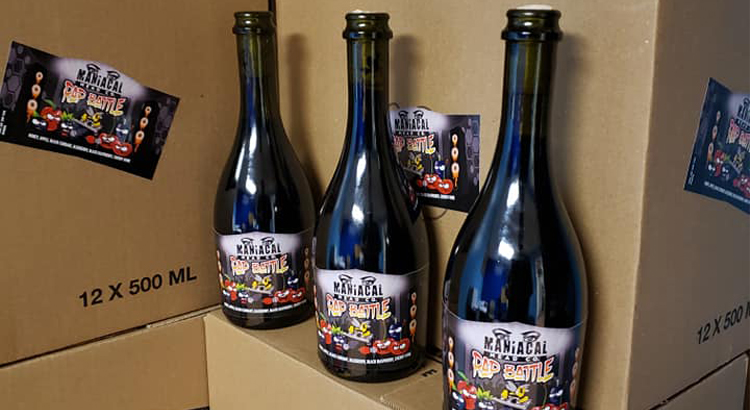Maniacal Mead bottles with custom labels